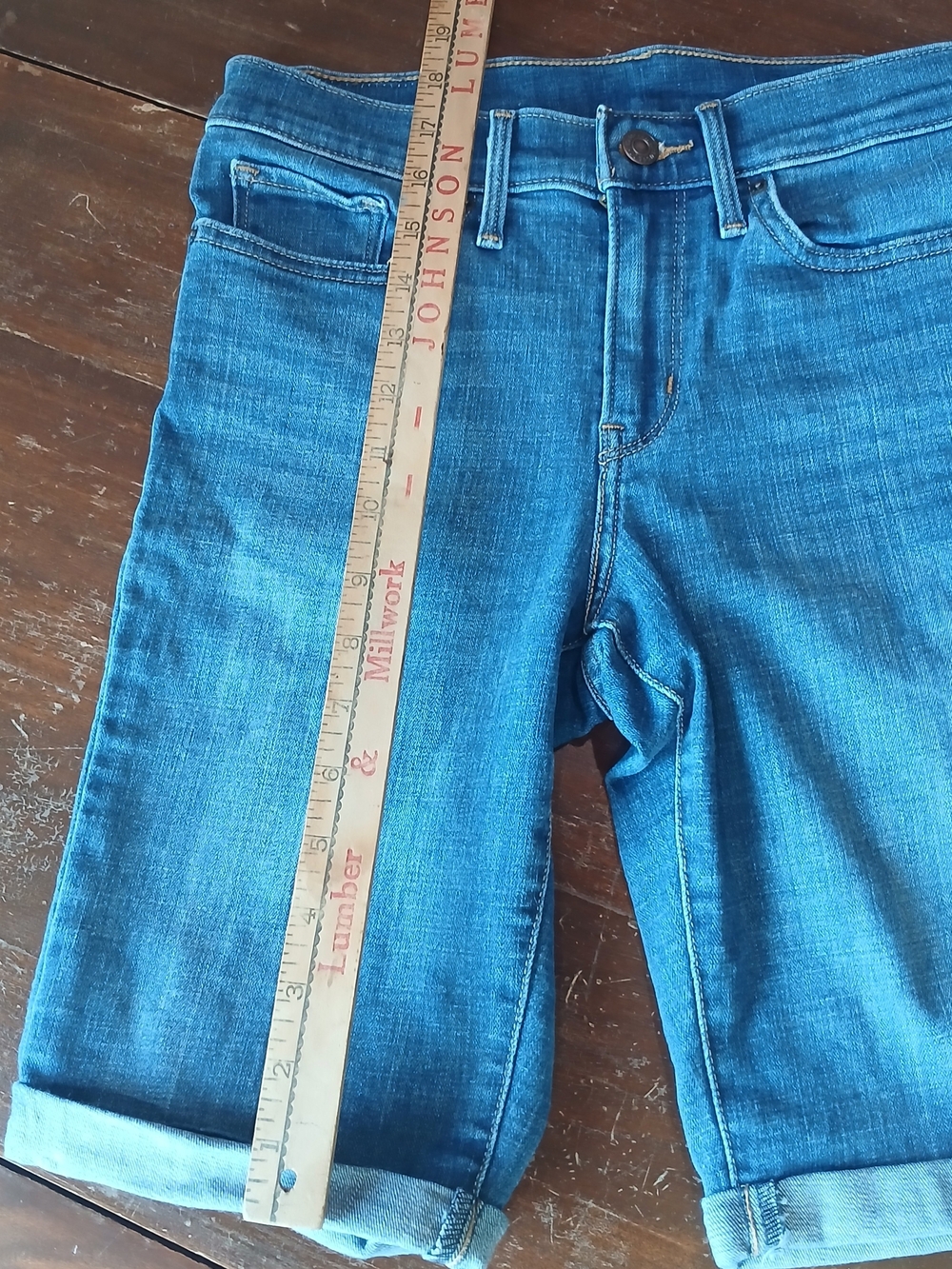 Levi's Bright Blue Denim Bermuda Shorts with Rolled Cuffs - Picture 4 of 8